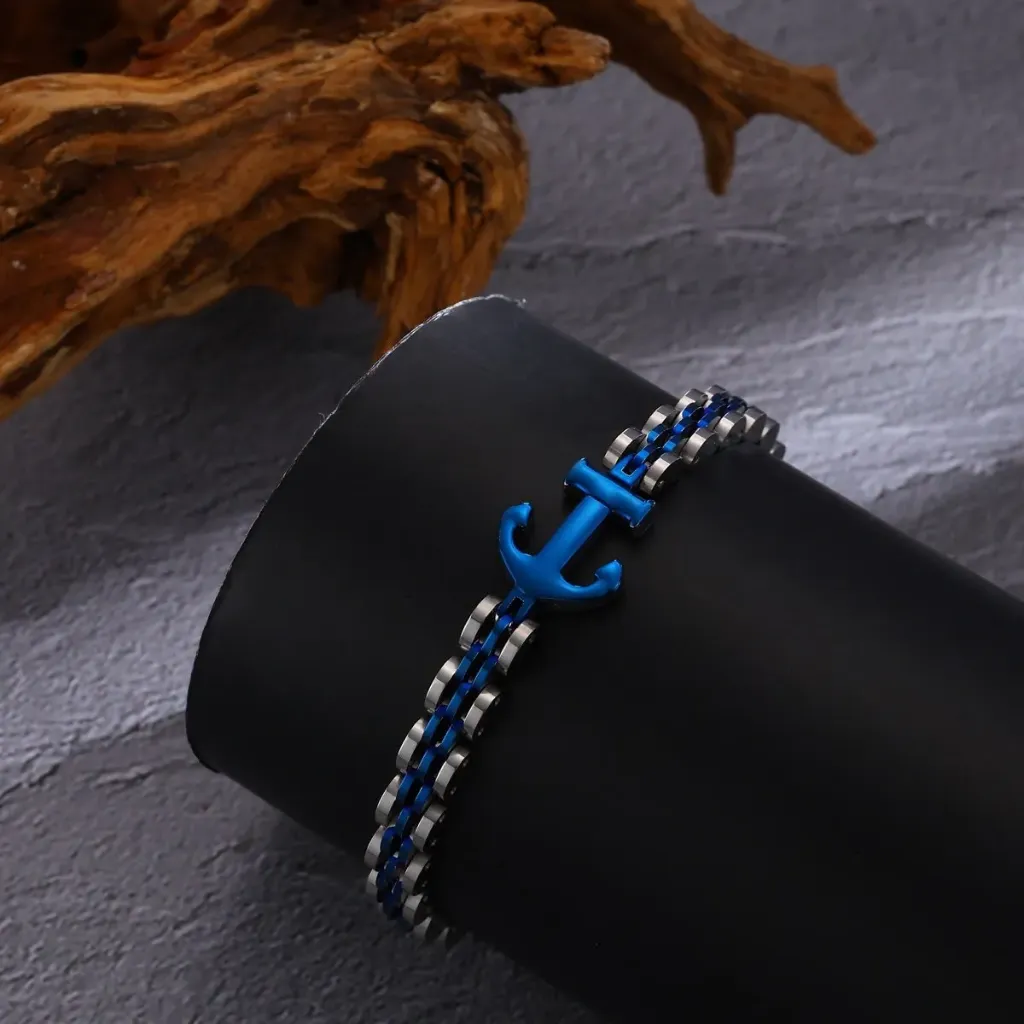 Bracelet Homme Nautilus – Argent & Bleu