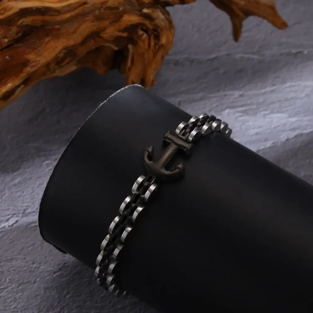 Bracelet Homme Nautilus – Argent & Noir